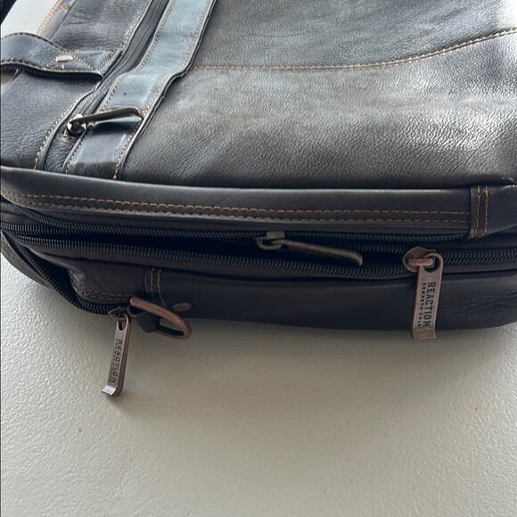 Kenneth Cole Reaction Men’s Brown Genuine Leather Laptop 16" Bag Messenger - Picture 7 of 14